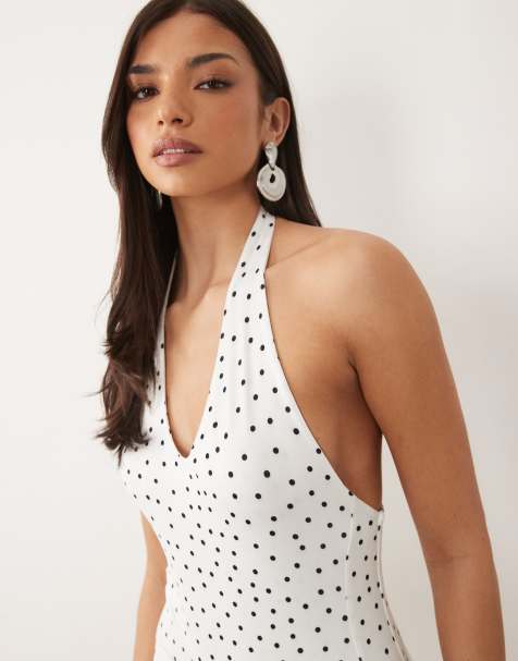 ASOS DESIGN - Body en polyamide à encolure dégagée - Pois - view 1
