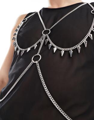 ASOS DESIGN body harness with spikes in silver tone - ASOS Price Checker
