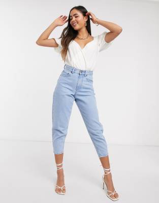 ASOS DESIGN - Body en coton à manches bouffantes - Noir Noir