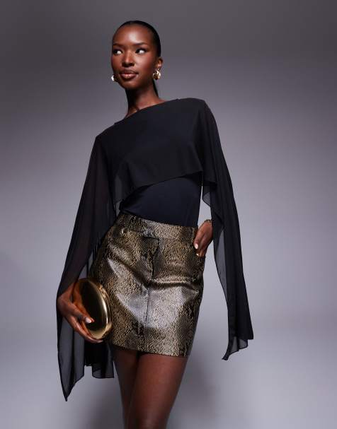 ASOS DESIGN – Body in Schwarz mit Cape-Detail - view 1