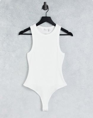 ASOS DESIGN – Body in Weiß mit Ringerrücken und breiten Borten