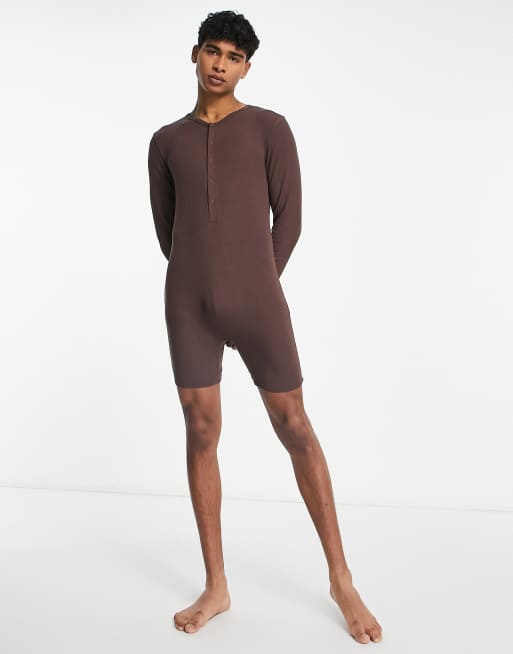 ASOS DESIGN - Body manches longues en maille côtelée avec patte à boutons-pression - Marron, 4 de 4