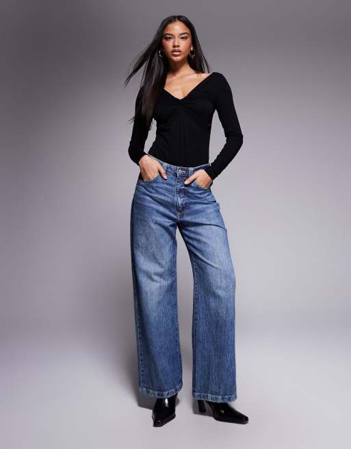 ASOS DESIGN - Body manches longues torsadé devant - Noir, 2 de 4