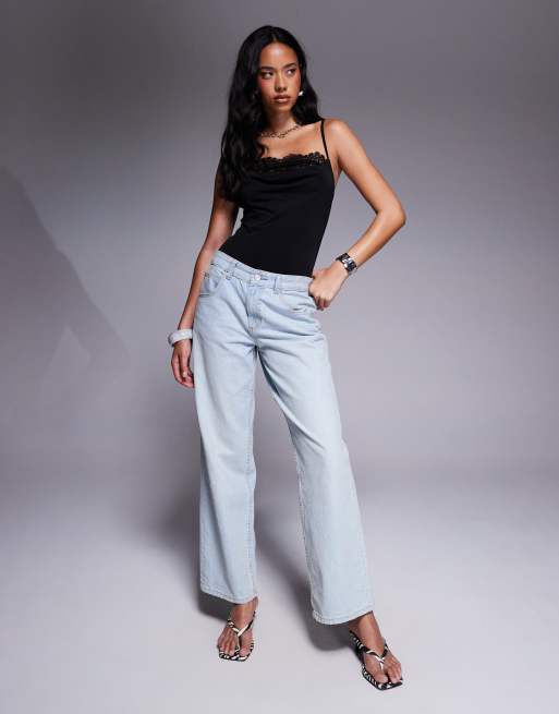 ASOS DESIGN - Body met bandjes en kanten rand in zwart, 2 van 4