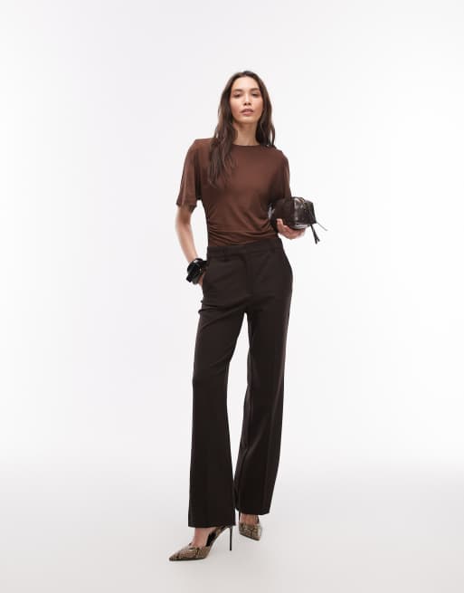 ASOS DESIGN - Body met korte mouwen en schoudervullingen in chocoladebruin, 4 van 4