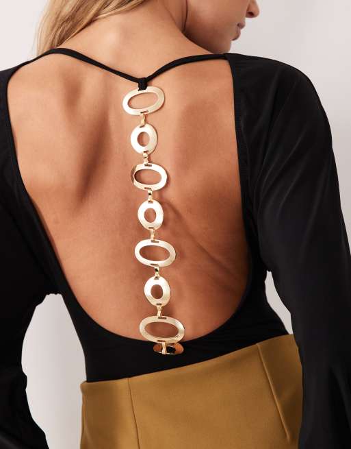 ASOS DESIGN body nero con maniche a campana e retro rifinito, 4 di 4