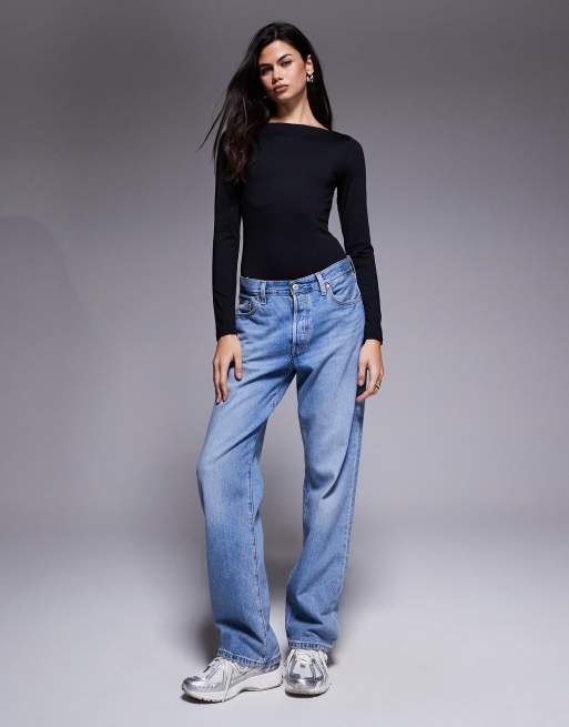  ASOS DESIGN - Body près du corps en polyamide avec manches longues et encolure bateau - Noir, 2 de 4