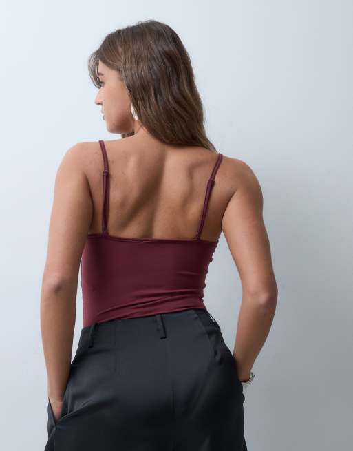 ASOS DESIGN body senza maniche con rifiniture in pizzo, color cioccolato, 4 di 4