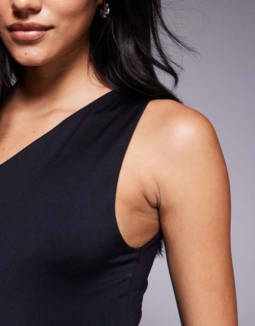ASOS DESIGN - Body sinuoso monospalla nero in poliammide, 4 di 4