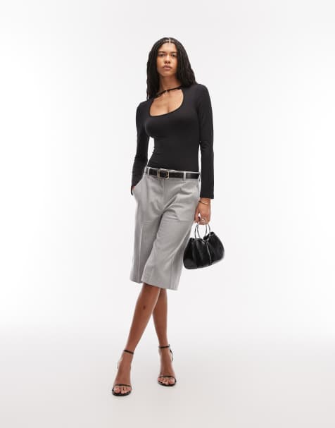 ASOS DESIGN - Body style années 90 à manches longues et encolure dégagée - Noir - view 1