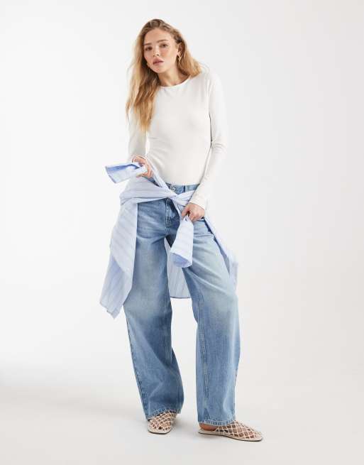 ASOS DESIGN - Body van katoen met lange mouwen in ivoorwit, 2 van 4
