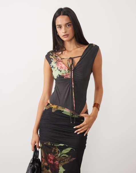 ASOS DESIGN body ze wzorem kwiatowym w kolorze czarnym - view 1