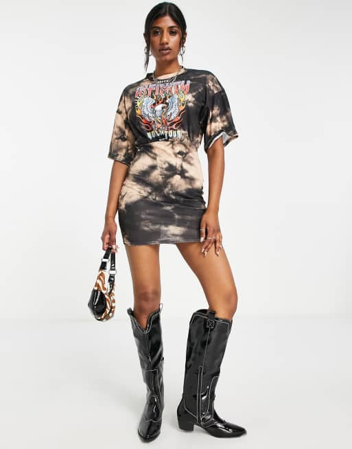 Distressed graphic cheap tee dress