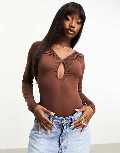 Women's Long-Sleeve Ruched Waist Top, Women's Clearance