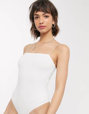 white spaghetti strap bodysuit