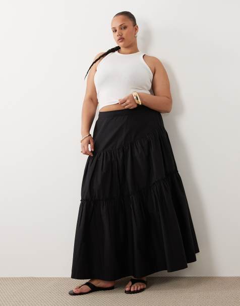 ASOS DESIGN - Boho maxirok met asymmetrische stroken in zwart - view 1