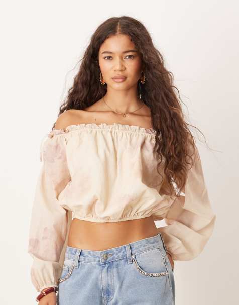 ASOS DESIGN - Boho-top med bardot-snit - Del af sæt - view 1