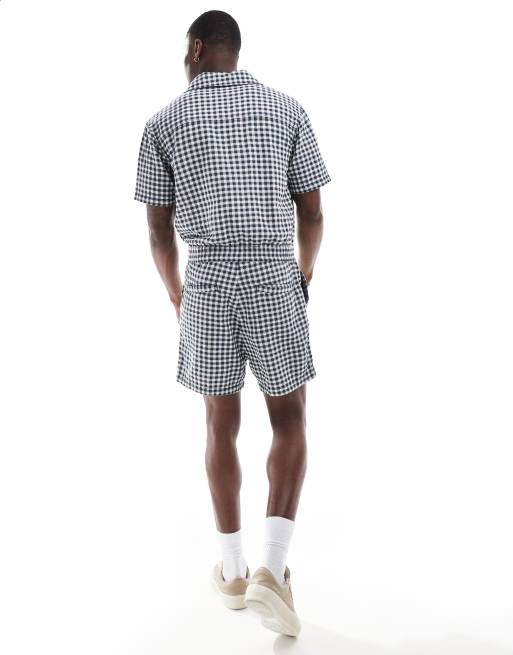 ASOS DESIGN boiler suit in navy and white gingham, 4 of 4