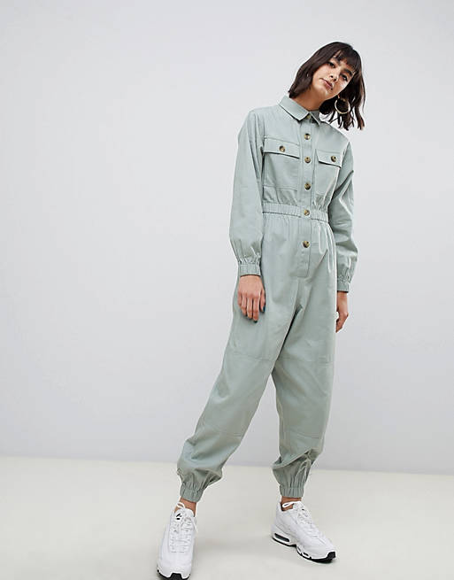 ASOS DESIGN boilersuit with contrast buttons