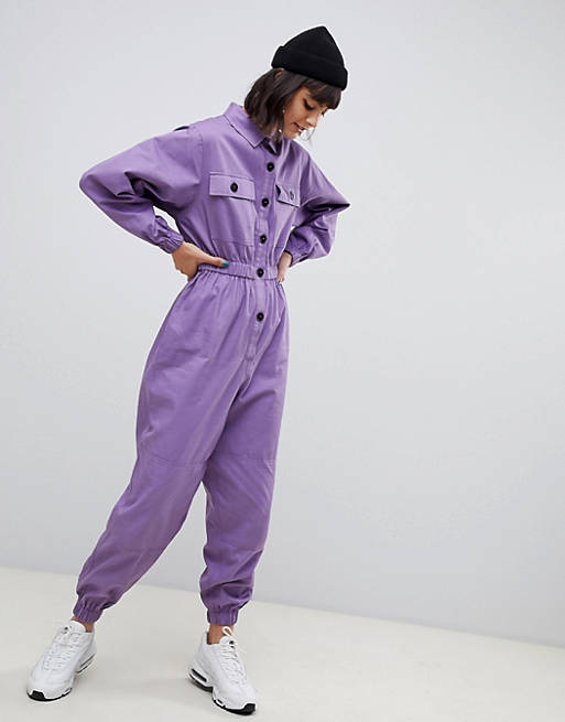 ASOS DESIGN boilersuit with contrast buttons