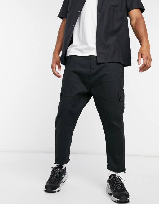 ASOS DESIGN – Bojówki ze ściągaczem i obniżonym krokiem