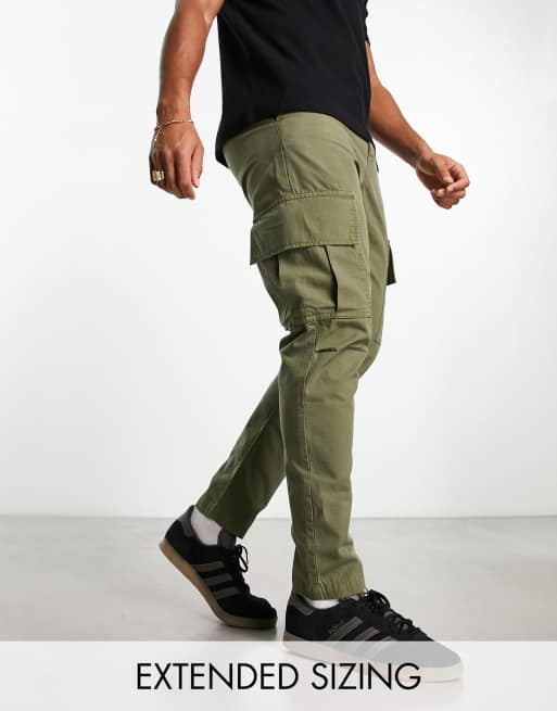ASOS DESIGN – Bojówki ze zwężanymi nogawkami z materiału ripstop w kolorze khaki