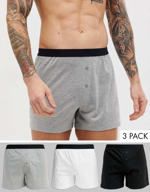 ASOS DESIGN – Bokserki z dżerseju w monochromatycznym kolorze, 3 pary – w zestawie taniej!
