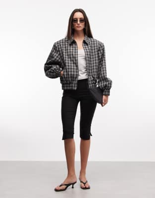 Asos Design Bold Shoulder Zip Up Bomber Jacket In Multi