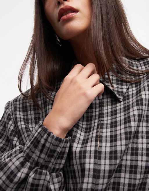 ASOS DESIGN bold shoulder zip up bomber jacket in mono check, 4 of 4