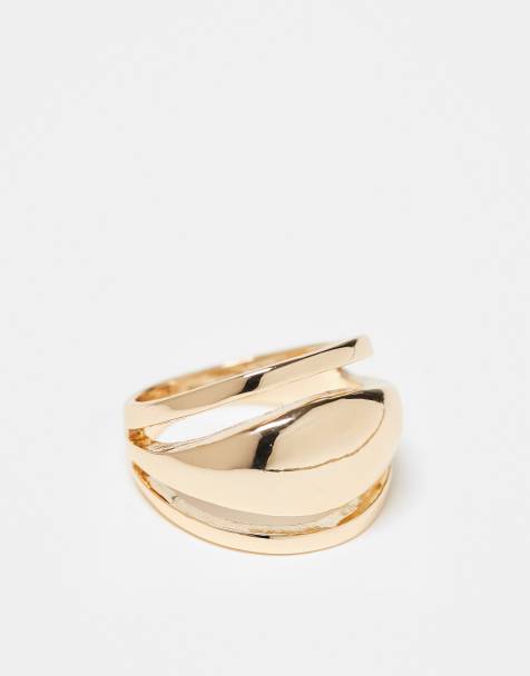 ASOS DESIGN - Bolle ring met gelaagd ontwerp in goudkleur - view 1