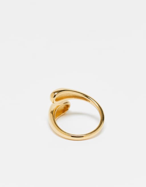 ASOS DESIGN - Bolle wikkelring van waterbestendig roestvrij staal in goudkleur, 2 van 3