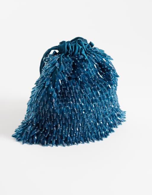 ASOS DESIGN bolsita de cuentas en verde azulado, 3 de 4