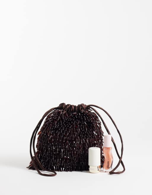 ASOS DESIGN bolsito con abalorios en chocolate, 3 de 4