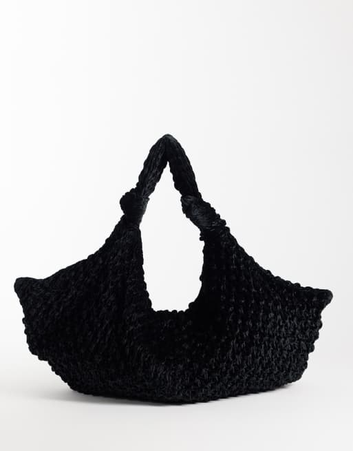 ASOS DESIGN - bolso de hombro de terciopelo texturizado negro, 4 de 4