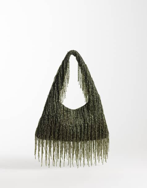 ASOS DESIGN - Bolso de hombro verde con adornos y flecos premium - view 1