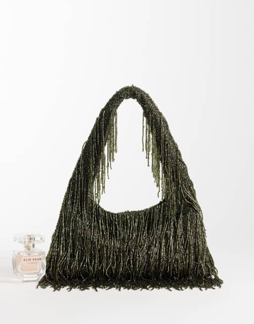 ASOS DESIGN - Bolso de hombro verde con adornos y flecos premium, 2 de 4