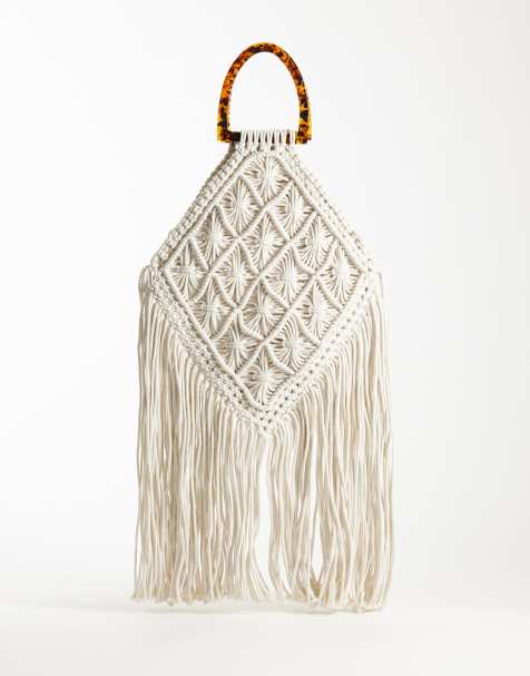 ASOS DESIGN - Bolso tote beis con flecos de macramé - view 1