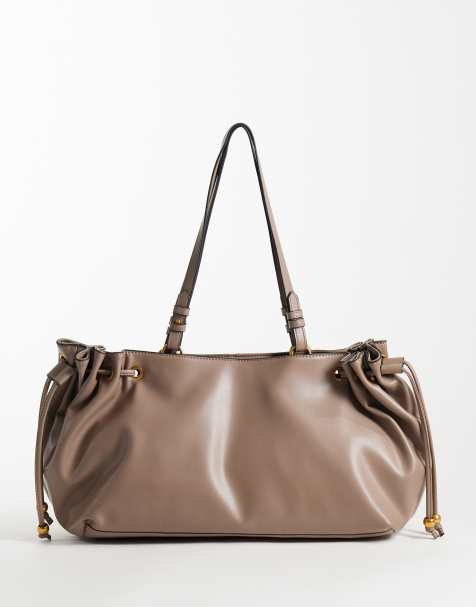 ASOS DESIGN - Bolso tote beis grisáceo con cordón ajustable - view 1