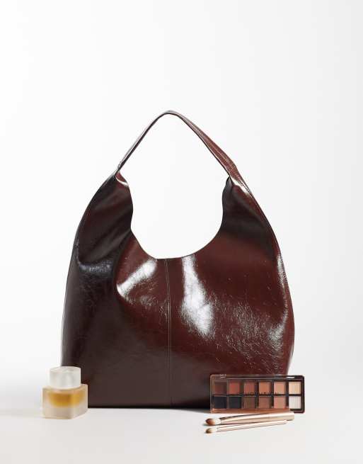 ASOS DESIGN - bolso tote con escote redondo adherido en chocolate, 3 de 4