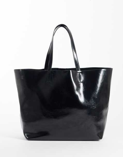 ASOS DESIGN - bolso tote extragrande con acabado adherido en negro - view 1