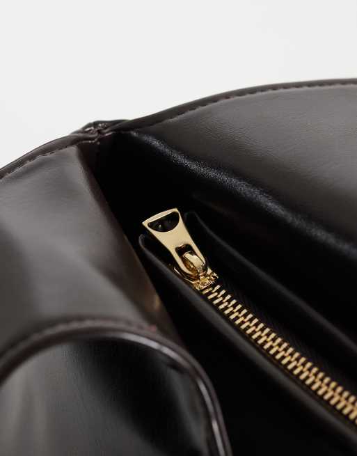 ASOS DESIGN - Bolso tote marrón chocolate de corte trapecio con bolsillo interior, 3 de 4