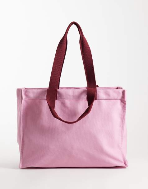 ASOS DESIGN - Bolso tote rosa cuadrado con compartimento interno para portátil de lona - view 1
