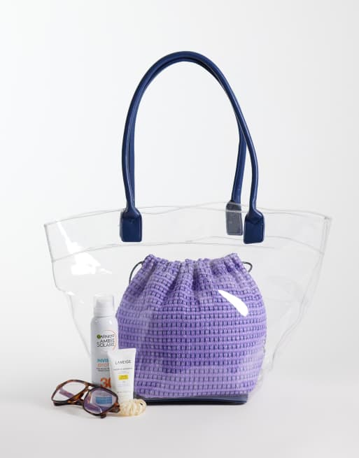 ASOS DESIGN - bolso tote transparente con bolsa interior lila, 2 de 4