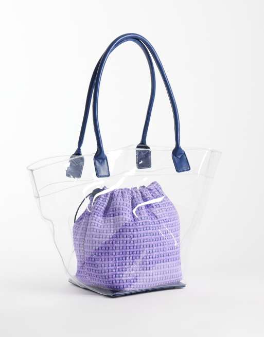 ASOS DESIGN - bolso tote transparente con bolsa interior lila, 4 de 4