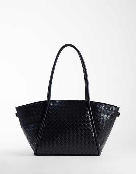 ASOS DESIGN - bolso tote trenzado con cinturón en negro - view 1