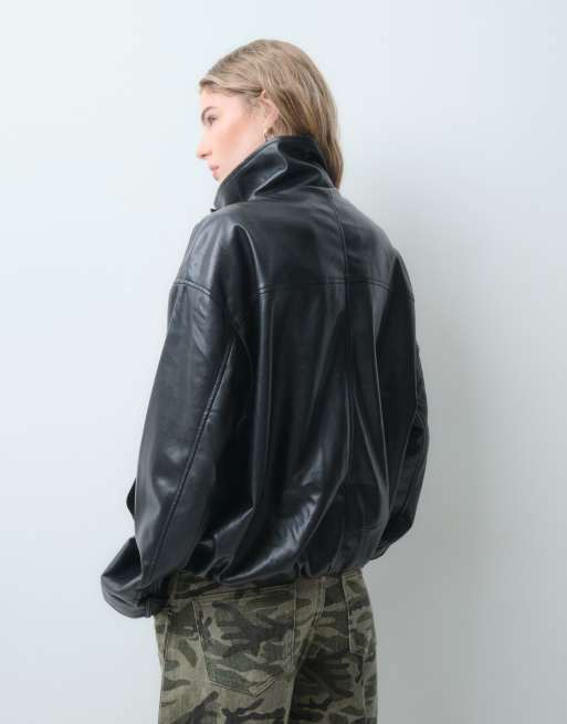 ASOS DESIGN bomber à col cheminée effet cuir noir, 5 de 5