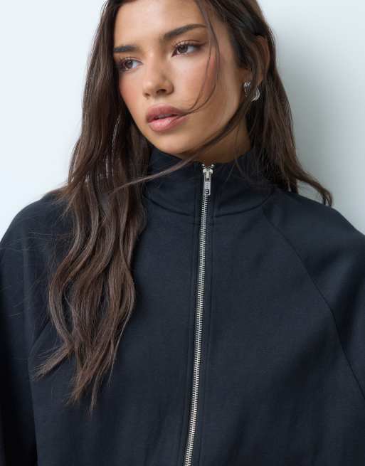 ASOS DESIGN bomber asym hem mini dress in black, 5 of 5