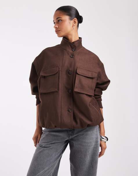 ASOS DESIGN bomber comodo in camoscio sintetico marrone - view 1