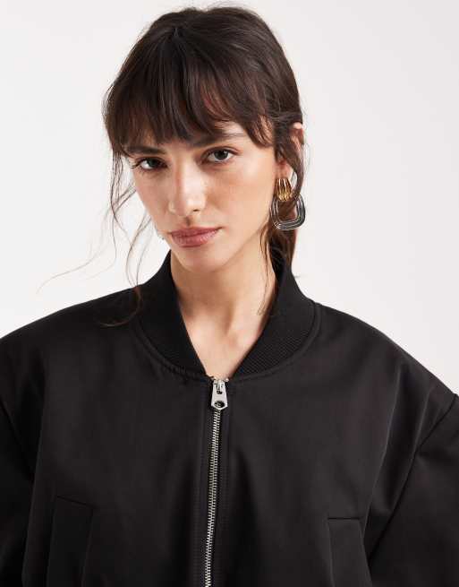 ASOS DESIGN - Bomber court à épaulettes - Noir, 3 de 4
