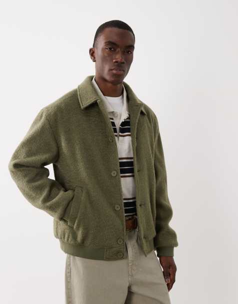 ASOS DESIGN bomber effetto lana verde - view 1